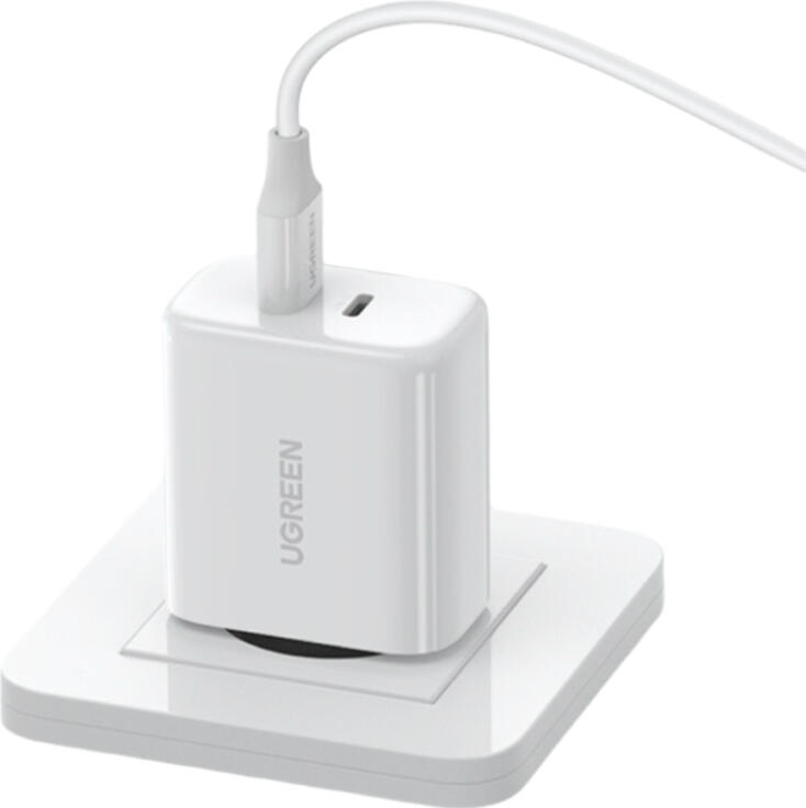 Incarcator UGREEN CD243 Dual USB-C 40W Max, Adaptor Incarcare Rapida PD 3.0 QC4+ PPS pentru iPhone Samsung Huawei Xiaomi Pixel, Alb