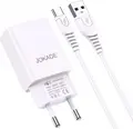 Incarcator de Priza Jokade Liangzi JB023, Dual USB-A 5V-3A Incarcare Rapida, Protectie Supratensiune si Supraincalzire, cu Cablu USB-A la Type-C 1m, Alb