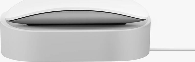 Uniq Compact Wireless Charging Dock pentru Apple Magic Mouse, Incarcator Qi Portabil din Silicon cu Indicator LED, Gri