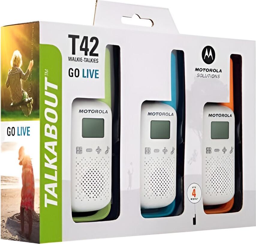 Motorola TalkAbout T42 Walkie Talkies, PMR446 License-Free Two-Way Radios, 16 Channels, 4 km Range, LCD Screen, 121 Security Codes, Compact Design