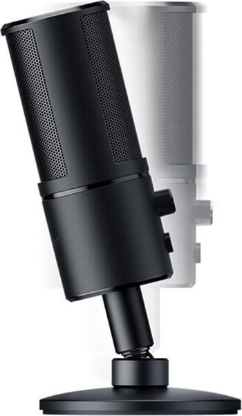 Microfon Condensator USB Razer Seiren Emote Hypercardioid cu Display LED Emoticon 8-bit, 16-bit/48 kHz, Carcasă Metalică, pentru Windows și macOS