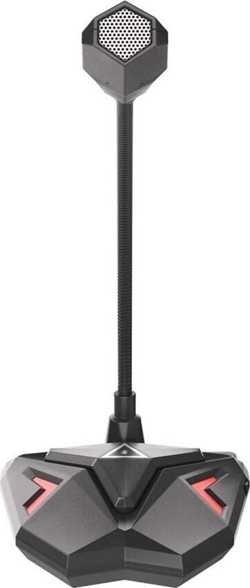 Genesis Radium 100 USB Desktop Dynamic Microphone, Omnidirectional, Red LED Backlight, Flexible Arm, Mute Button, 3.5mm Jack, Black/Red