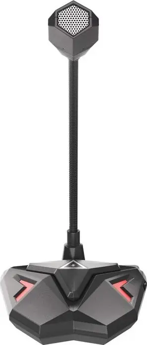 Genesis Radium 100 USB Desktop Dynamic Microphone, Omnidirectional, Red LED Backlight, Flexible Arm, Mute Button, 3.5mm Jack, Black/Red