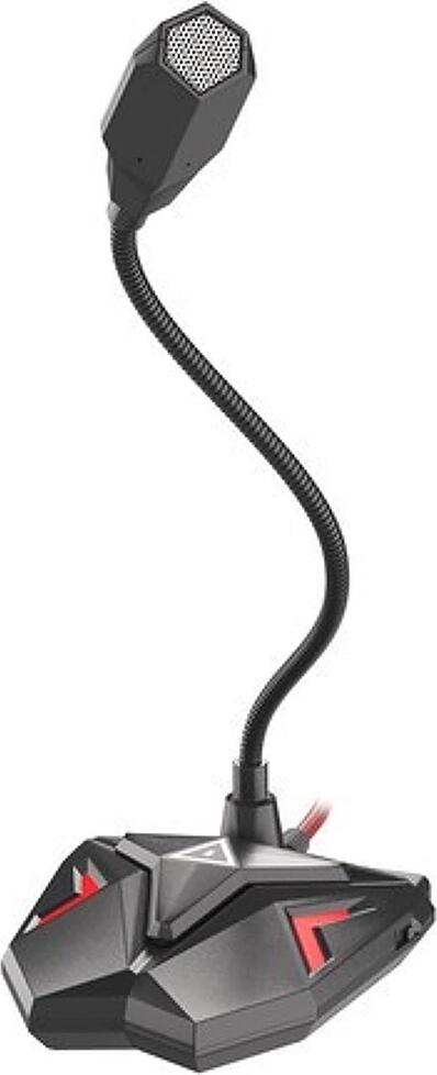 Genesis Radium 100 USB Desktop Dynamic Microphone, Omnidirectional, Red LED Backlight, Flexible Arm, Mute Button, 3.5mm Jack, Black/Red
