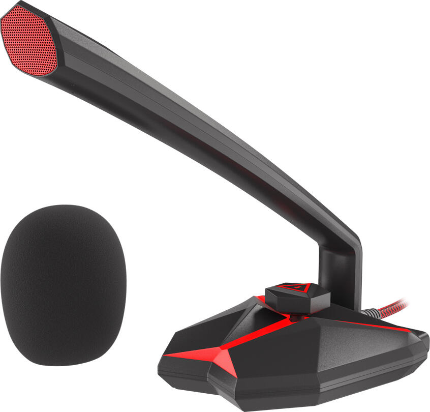 Genesis Radium 200 (NGM-1392) USB Condenser Microphone, Cardioid, 100-16000Hz, Volume Control, Mute Button, LED Backlight, Built-in USB Hub, Black/Red