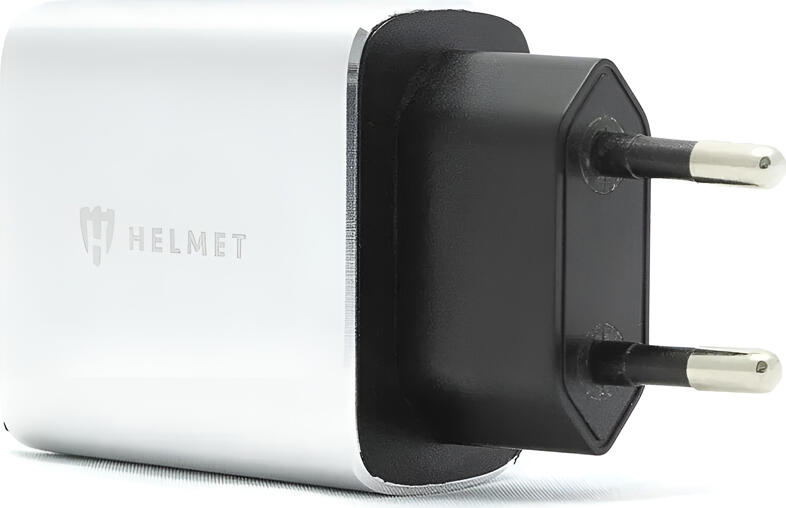 Helmet 18W Wall Charger Qualcomm Quick Charge 3.0 QC3.0 Dual Port USB-A and USB Type-C Fast Charger with Intelligent Protection, Silver