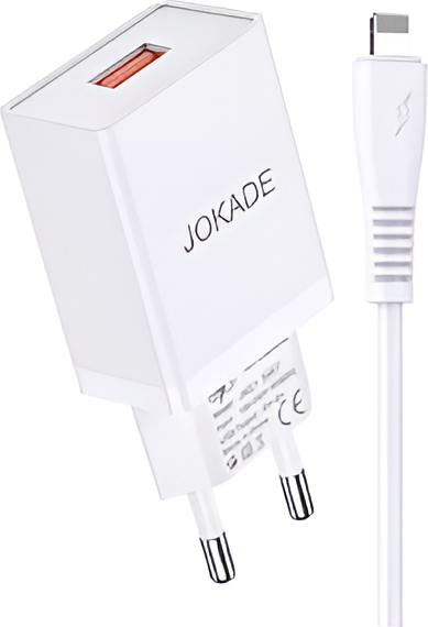 Jokade Wall Charger with Cable USB to Lightning Single Port 5A JB022, White