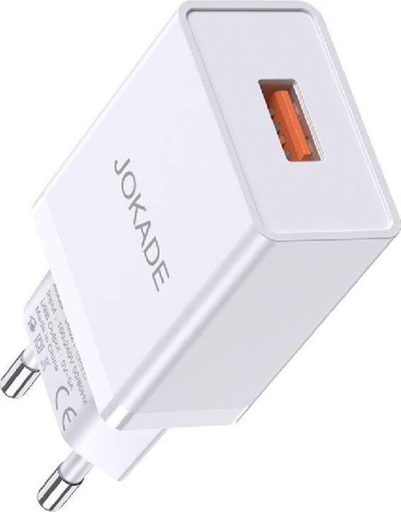 Încărcător de perete Jokade JB022 5A Fast Charging USB Type-A cu cablu USB la Lightning, protecție la supratensiune și supracurent, material PC, Alb