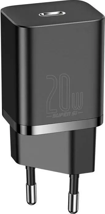 Incarcator Rapid Baseus Super Si 20W PD 3.0 Adaptor Priza CCCJGCS cu Cablu Type-C la Lightning 1m, Design Compact si Tehnologie Super Si
