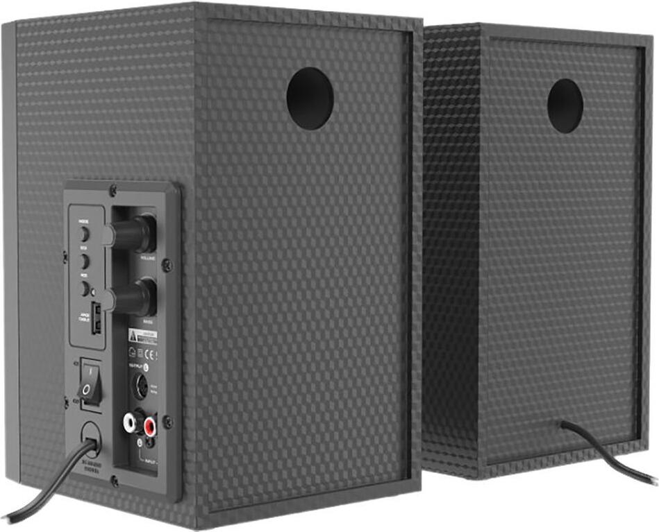 Genesis Helium 300BT 2.0 Multimedia Speakers, 24W RMS, Bluetooth 5.0, ARGB Lighting, Bass Reflex Wood Housing, Black Matte Carbon, RCA & 3.5mm Jack