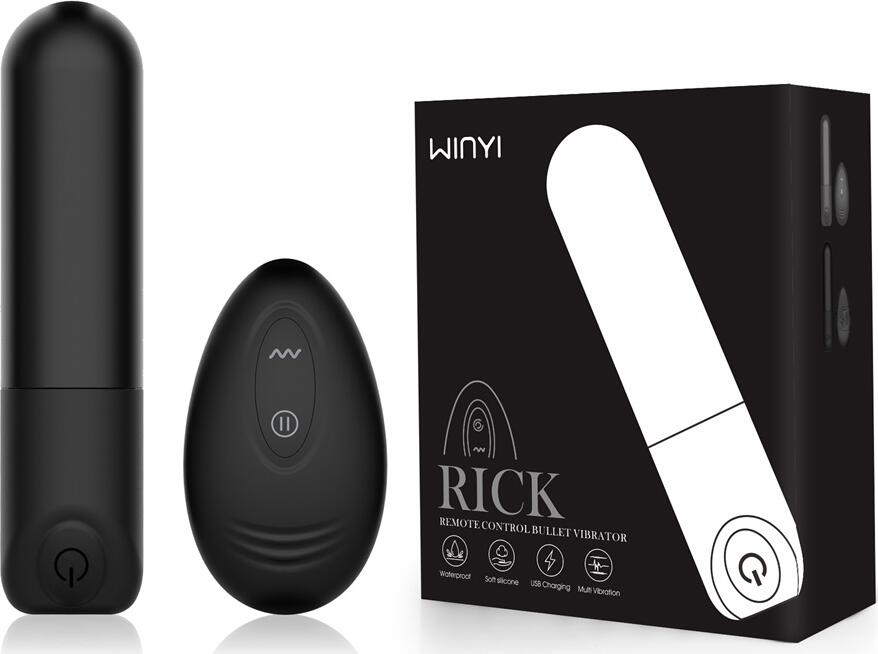 WINYI Rick Bullet Vibrator+Remote Control IPX6 10 Mode Vibration, Black