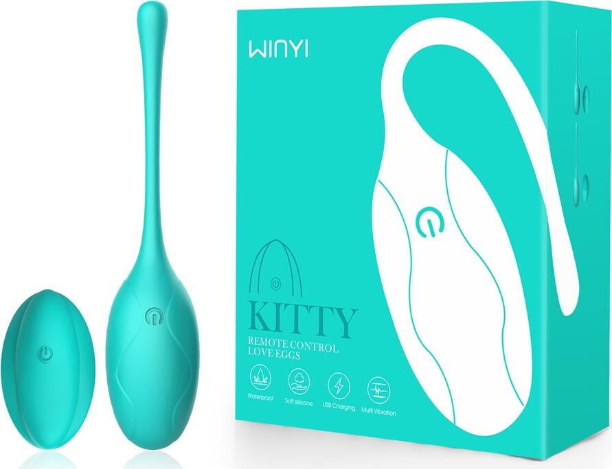 WINYI Kitty Love Eggs Ou Kegel Vibrator cu Telecomanda, 10 Moduri de Vibratie, Silicon Medical IPX7 Impermeabil pentru Tonifierea Planseului Pelvin, USB