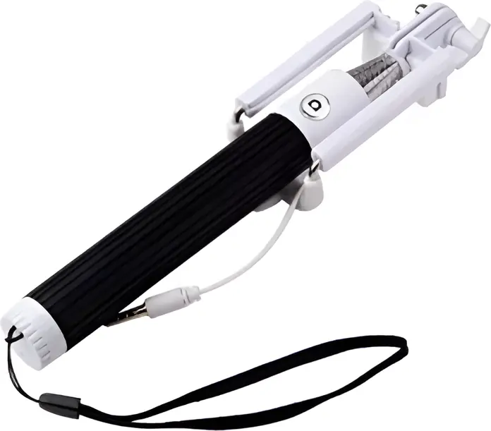 Wired Helmet Selfie Stick with 3.5mm Jack, 270 Degree Rotating Head, Integrated Shutter Button, 1m Length, Lightweight Robust Mount for Cycling and Skiing