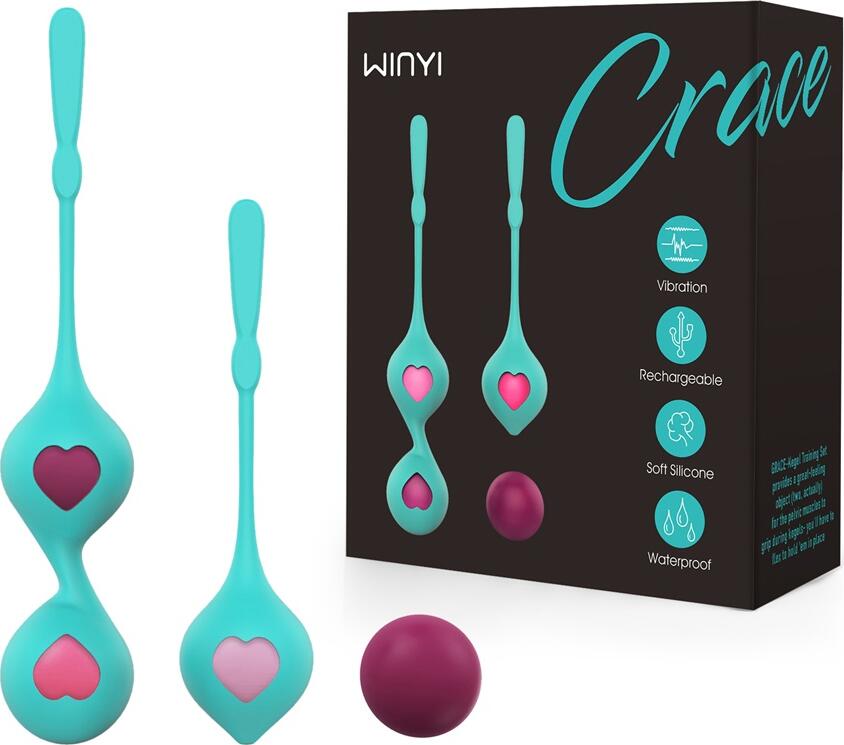 WINYI Grace Kegel Ball Trainer Musculi Pelvini, Vibrator Reincarcabil pentru Recuperare Postnatala, ABS si Silicon, Impermeabil IPX7, Design Ergonomic