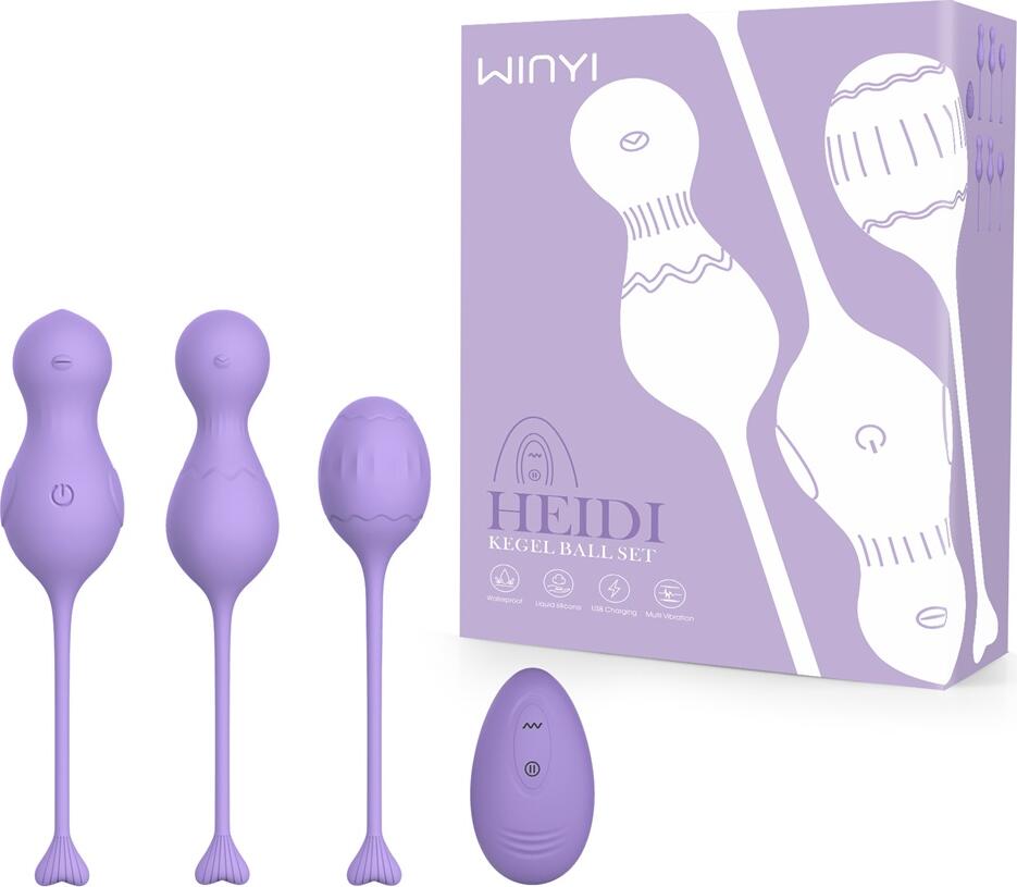 WINYI Heidi Kegel Ball Set 3in1 IPX6 10 Mode Vibration, Lilac