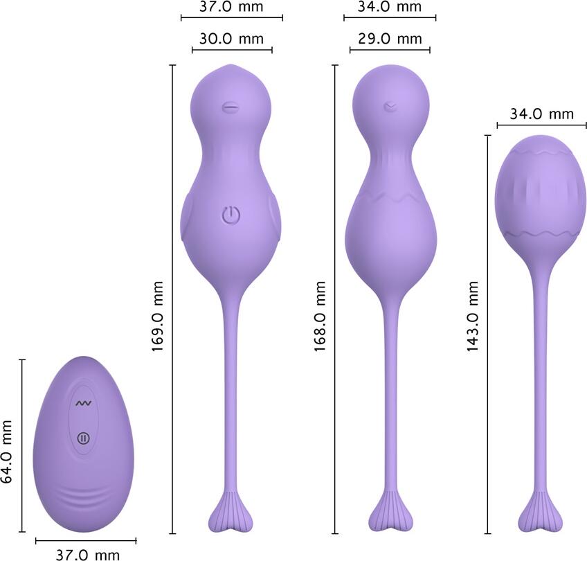 WINYI Heidi Kegel Ball Set 3-in-1, High-Quality Silicone Pelvic Floor Trainer, 10 Vibration Modes, USB Rechargeable, IPX6 Water-Resistant, with Remote