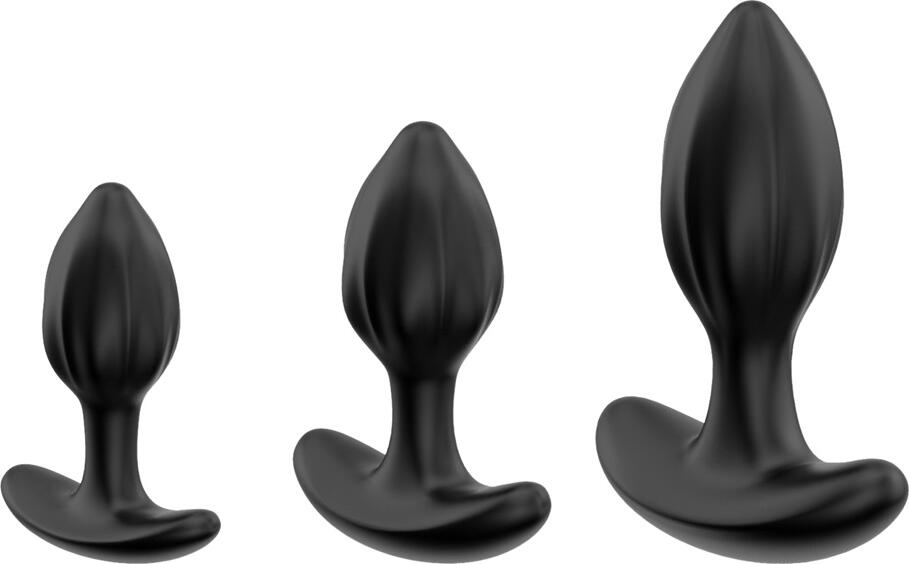 WINYI Mark Anal Training Kit Buttplug Set, 3 Sizes, Wireless Remote Control, 7 Vibration Modes, IPX6 Waterproof, TPE and ABS, USB Charging, Black
