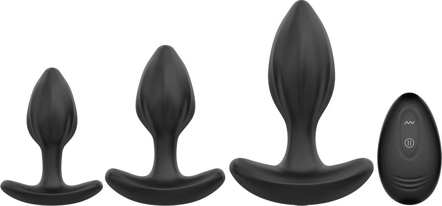 WINYI Mark Buttplug Set 3in1+Remote Control IPX6 7 Mode Vibration, Black