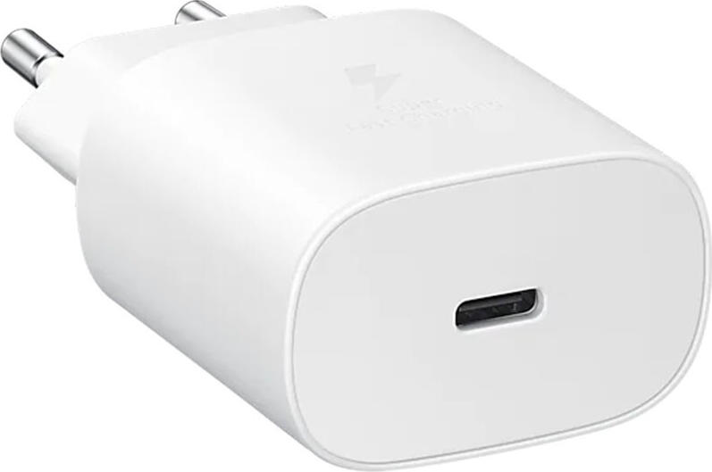 Зарядное устройство Samsung 25W USB-C, Белое, Super Fast Charging (SFC), USB Power Delivery PD 3.0, PPS, Европейская вилка Type C/E/F, 100-240V, Без кабеля
