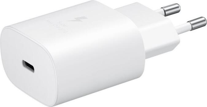 Зарядное устройство Samsung 25W USB-C, Белое, Super Fast Charging (SFC), USB Power Delivery PD 3.0, PPS, Европейская вилка Type C/E/F, 100-240V, Без кабеля