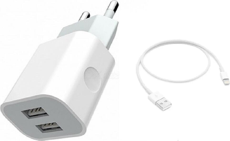Jokade Wall Charger with Cable USB to Lightning Single Dual 5A Yiyue, White