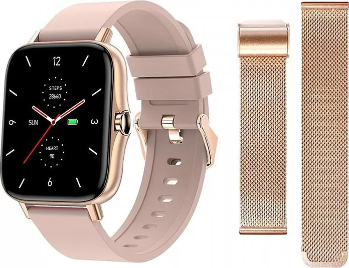 Смарт-часы Maxcom FW55 Aurum Pro, экран 1.7 дюйма, Bluetooth 5.0, мониторинг пульса, SpO2, давления, сна и стресса, IP68, Android & iOS, Gold