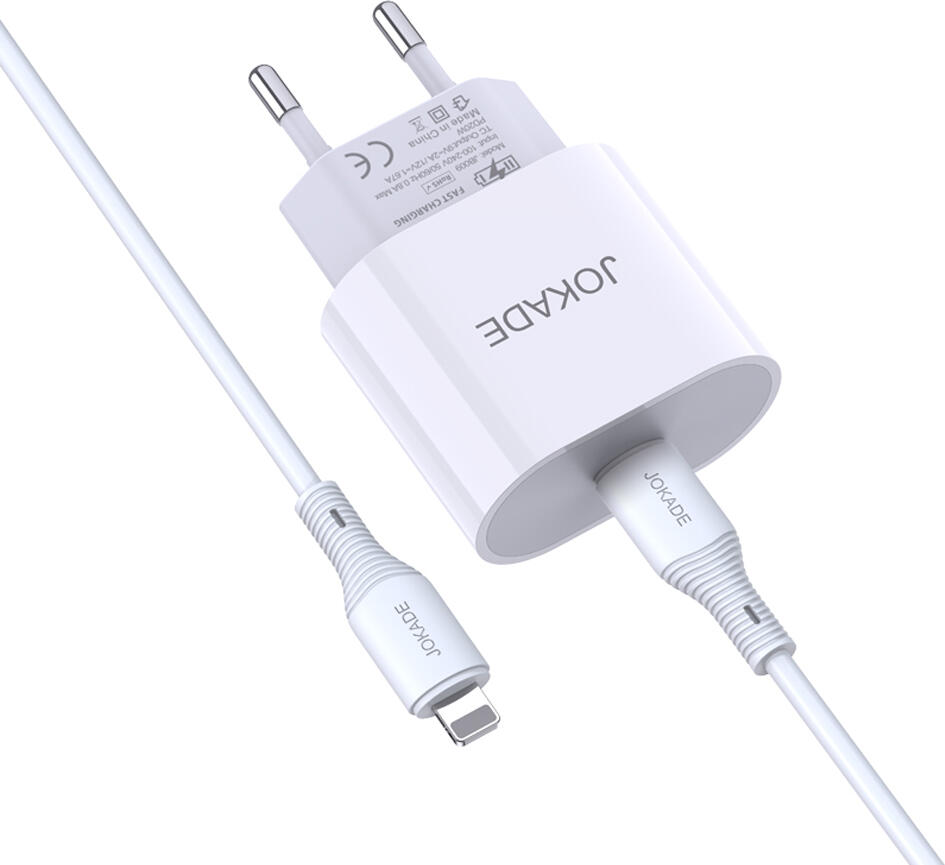 Jokade Wall Charger with Cable Type-C to Lightning 20W Chengyun JB010, White