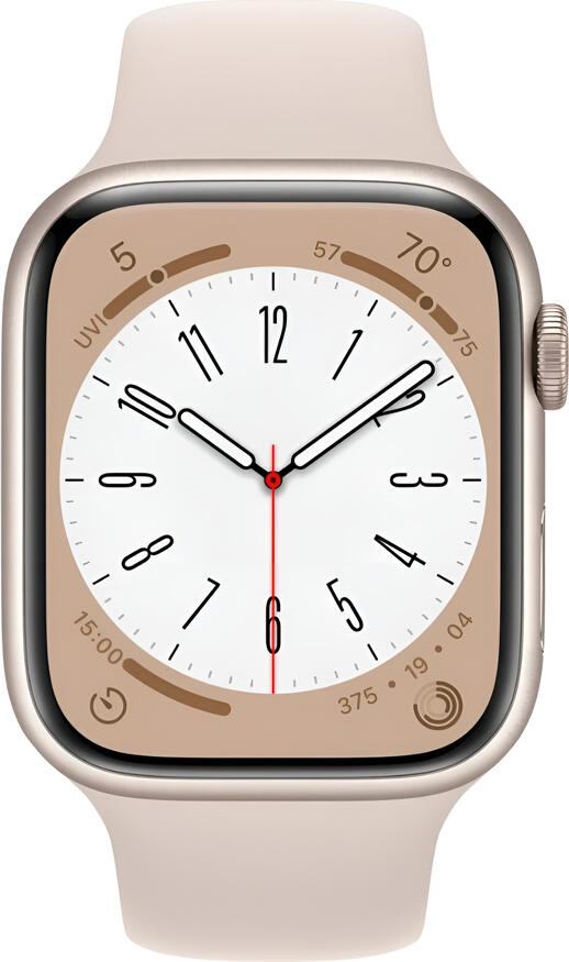 Apple Watch Series 8 GPS 45mm Smartwatch, S8 SiP, 32GB, Always-On Retina OLED, Recycled Aluminum, Blood Oxygen & ECG Sensors, Water Resistant 50m