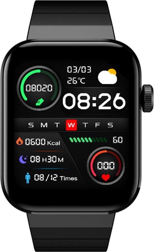 Mibro Watch T1 Smartwatch with 1.6-inch AMOLED Display, Bluetooth Calling, Heart Rate and SpO2 Monitoring, 20 Sport Modes, IP68 Water Resistant, Black