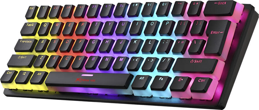 Tastatura Gaming Mecanica Xtrike Me GK-985P 60%, 61 Taste Switch-uri Albastre, Iluminare Rainbow RGB Pudding, Anti-ghosting N-key Rollover, USB 2.0