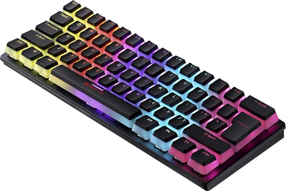 Tastatura Gaming Mecanica Xtrike Me GK-985P 60%, 61 Taste Switch-uri Albastre, Iluminare Rainbow RGB Pudding, Anti-ghosting N-key Rollover, USB 2.0
