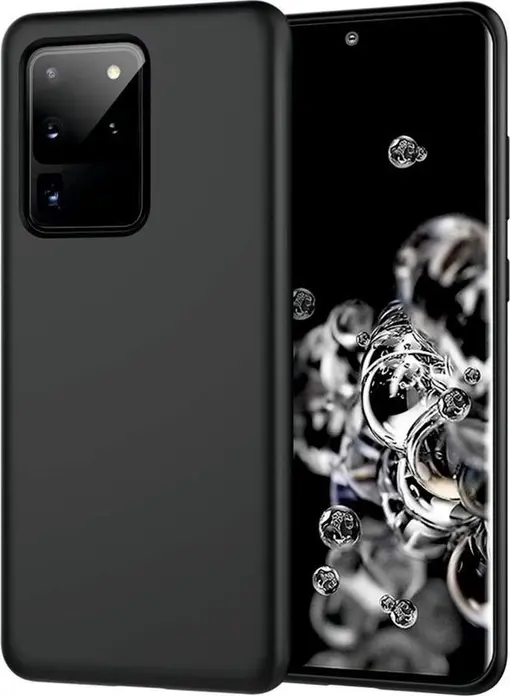 Helmet Liquid Silicone Case for Samsung Galaxy S20 Ultra, Shockproof Matte Cover with Microfiber Lining and Raised Bezel Protection, Black