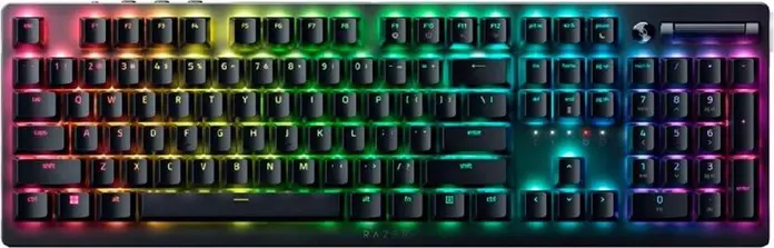 Tastatura Gaming Razer DeathStalker V2 cu Switch-uri Optice Low-Profile, Linear Red, Aluminiu 5052, RGB Chroma per-key, Cablu USB-C, Layout US, Neagra
