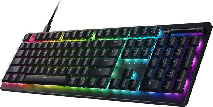 Tastatura Gaming Razer DeathStalker V2 cu Switch-uri Optice Low-Profile, Linear Red, Aluminiu 5052, RGB Chroma per-key, Cablu USB-C, Layout US, Neagra