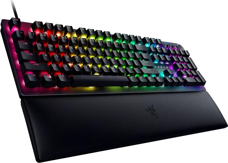 Tastatura Gaming Razer Huntsman V2 - Switch-uri Optice Purple, Rata Polling 8000Hz, Taste PBT Doubleshot, Iluminare Chroma RGB, Placa Aluminiu, Restul de Potris