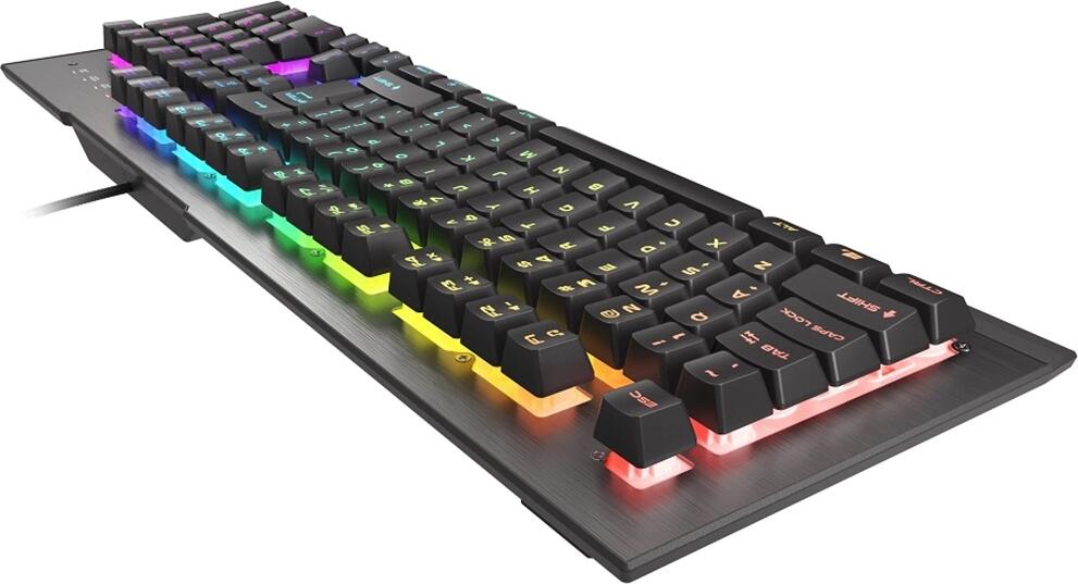 Genesis Rhod 500 RGB Gaming Keyboard, Full-size Membrane, 104 Keys, 12 Multimedia Keys, RGB Backlight, Anti-ghosting, Macro Recording, Aluminum, USB