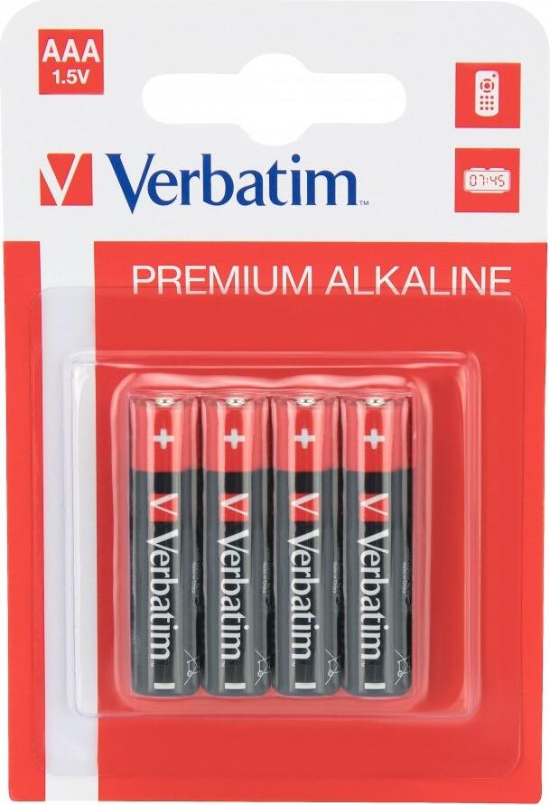 Verbatim AAA LR03 Alkaline Batteries 1.5V, Leak-Resistant Mercury and Cadmium Free for Remote Controls, Toys and Wireless Devices