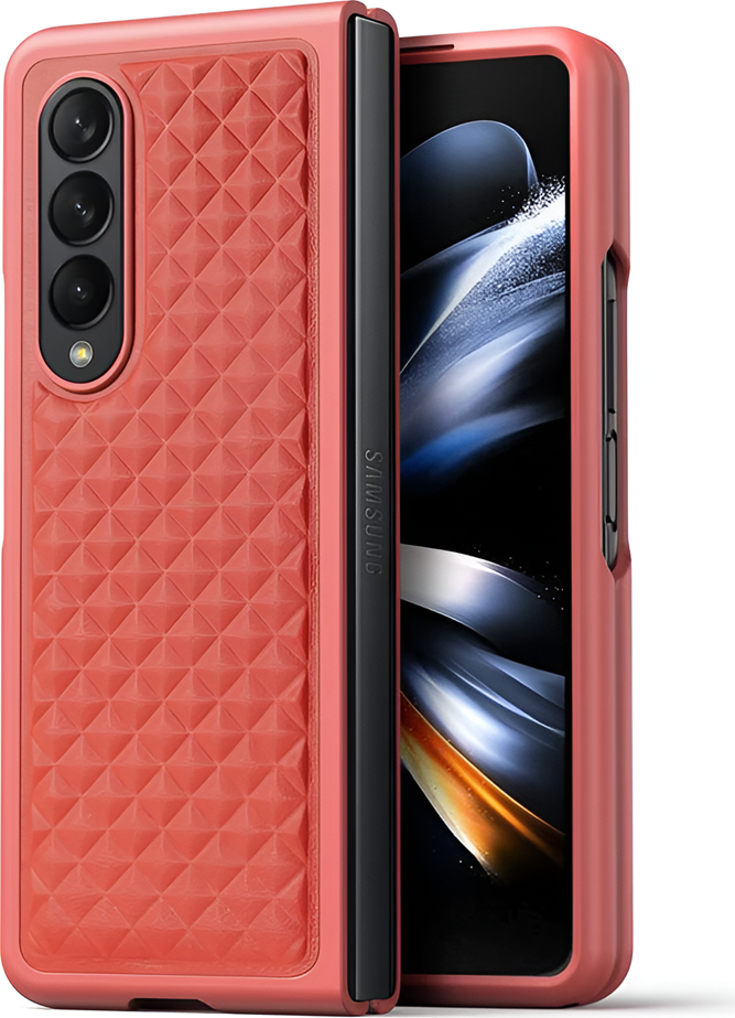 Dux Ducis Venice Wallet Flip Case for Samsung Galaxy Z Fold 4 5G, PU Leather Diamond Texture Protective Cover with Magnetic Closure, Full Body Shockproof