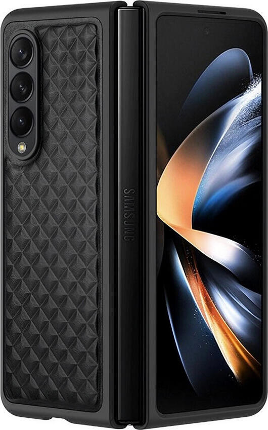 Dux Ducis Venice Leather Flip Case for Samsung Galaxy Z Fold 4 5G, Diamond Pattern Shockproof Protective Cover with Foldable Stand and Rigid Shell