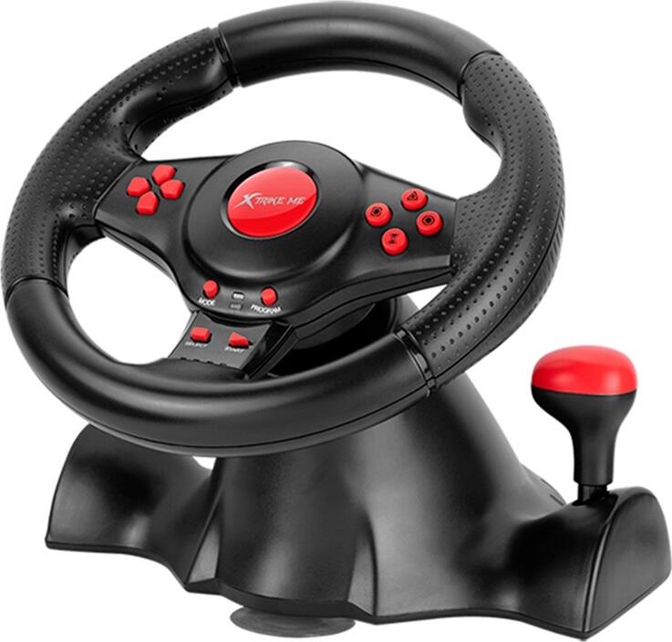 Xtrike Me GP-903 Wired Racing Wheel and Pedals, USB Gaming Steering Wheel with Dual Vibration Motors, Gear Shift Paddles for PC, PS4, Xbox One, Switch
