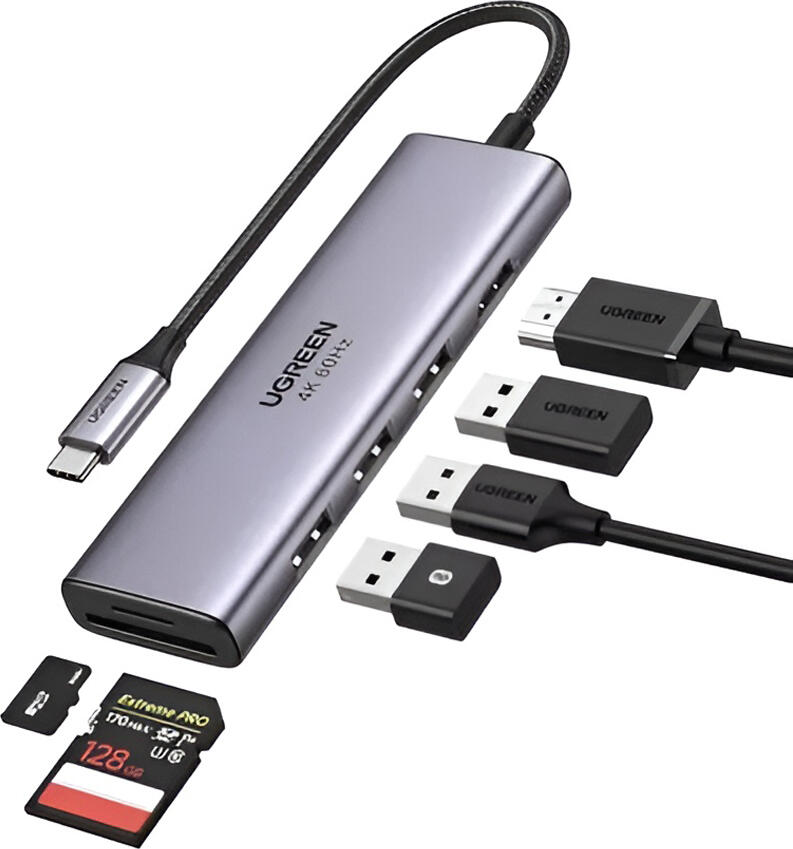 UGREEN HUB 4in1 Type-C 3.0 to 4*USB-A 3.0, up to 5Gpbs CM219, Grey