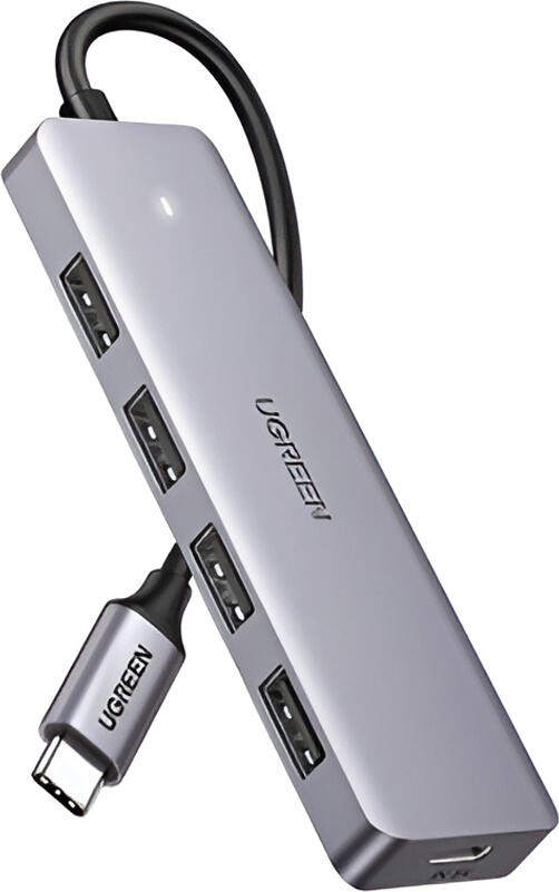 UGREEN CM219 USB-C Hub, 4-Port USB 3.0 to USB Type-C Adapter, 5Gbps Data Transfer, Anodized Aluminum, PD Power Input, for MacBook, iPad Pro, Dell XPS