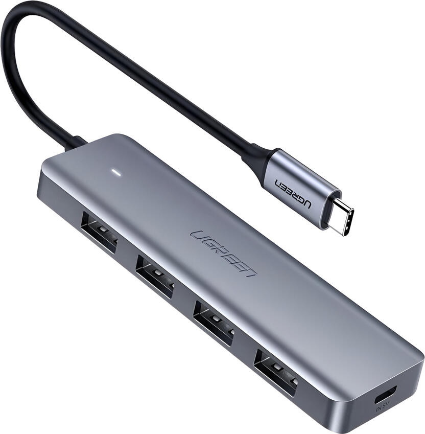 UGREEN CM219 USB-C Hub, 4-Port USB 3.0 to USB Type-C Adapter, 5Gbps Data Transfer, Anodized Aluminum, PD Power Input, for MacBook, iPad Pro, Dell XPS