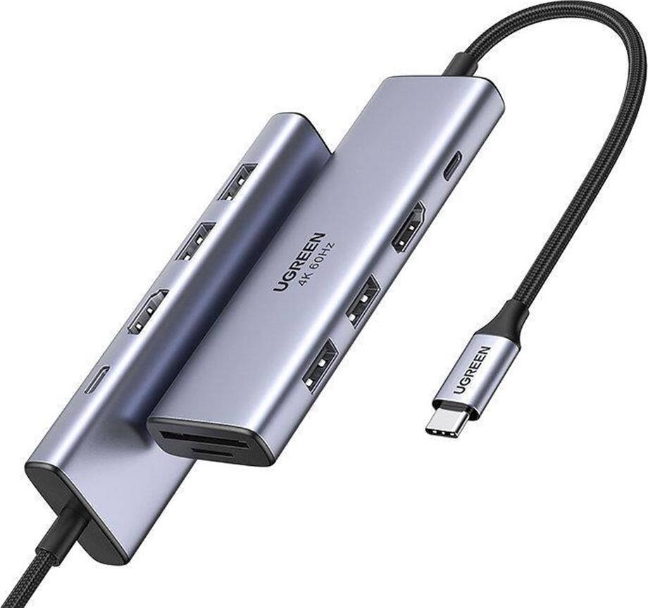 UGREEN HUB 6in1 Type-C 3.0 to 3*USB 3.0 + HDMI + SD/TF CM511, Space Gray
