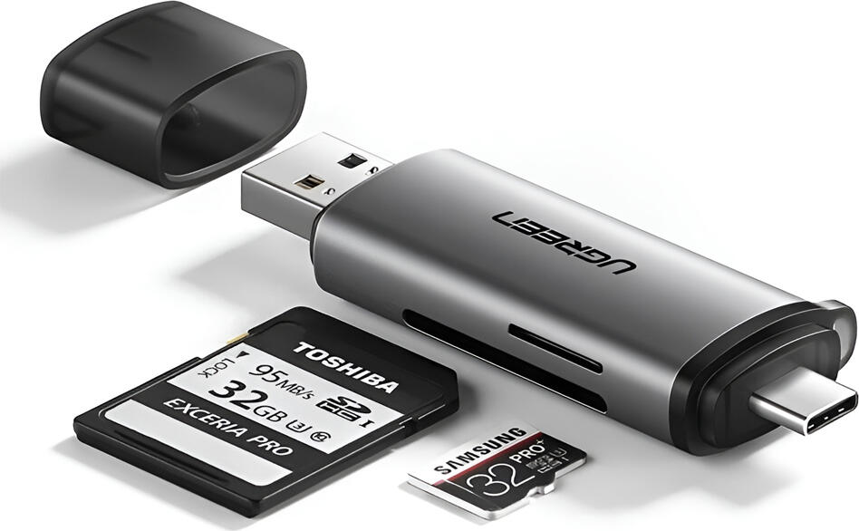 UGREEN Card Reader 2in1 Type-C 3.0 / USB-A 3.0 to TF/SD | CM185, Black