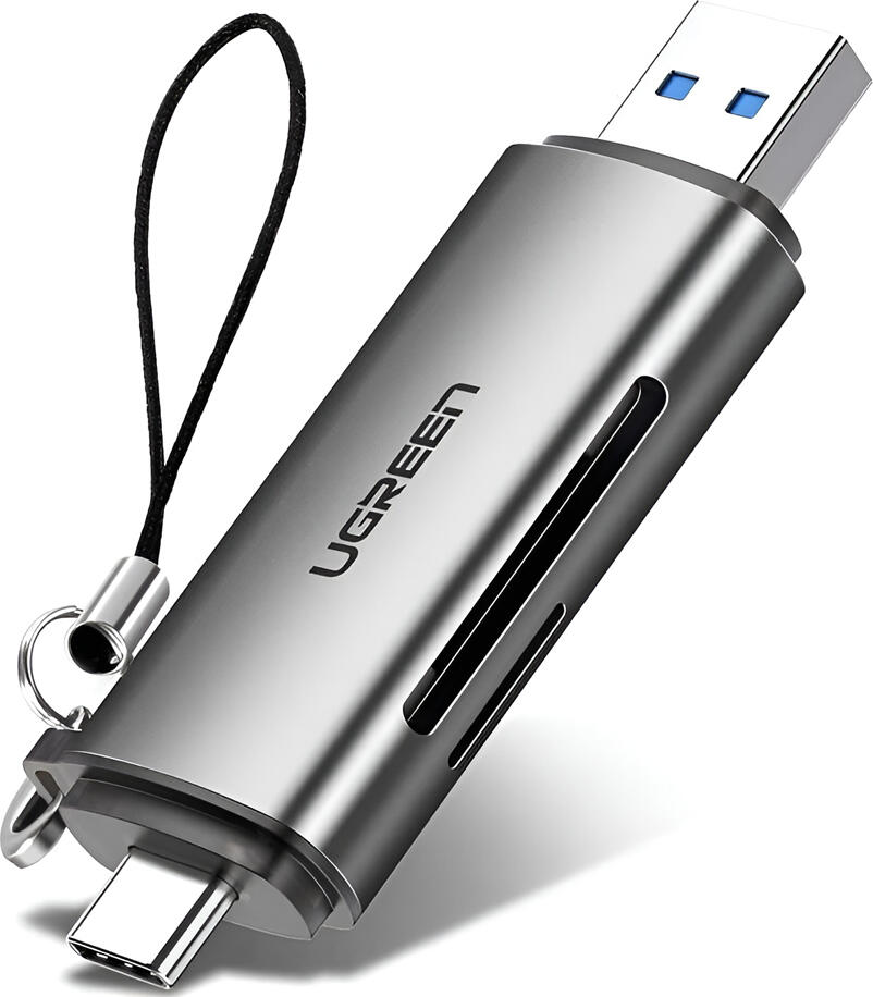 UGREEN CM185 Dual Slot Card Reader, USB-C and USB-A 3.0 to SD and microSD TF Adapter, 5Gbps Transfer Speed, Supports UHS-I up to 2TB, Windows Mac Linux Android