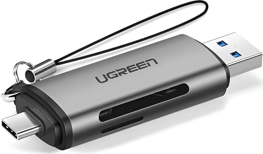 UGREEN CM185 Dual Slot Card Reader, USB-C and USB-A 3.0 to SD and microSD TF Adapter, 5Gbps Transfer Speed, Supports UHS-I up to 2TB, Windows Mac Linux Android