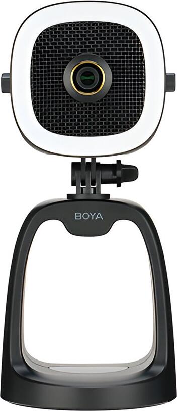 Boya BY-CM6B All-in-One Desktop USB Microphone with 4K UHD Camera, LED Ring Light, Cardioid Polar Pattern, 24-bit/48kHz Audio, USB-C, Black