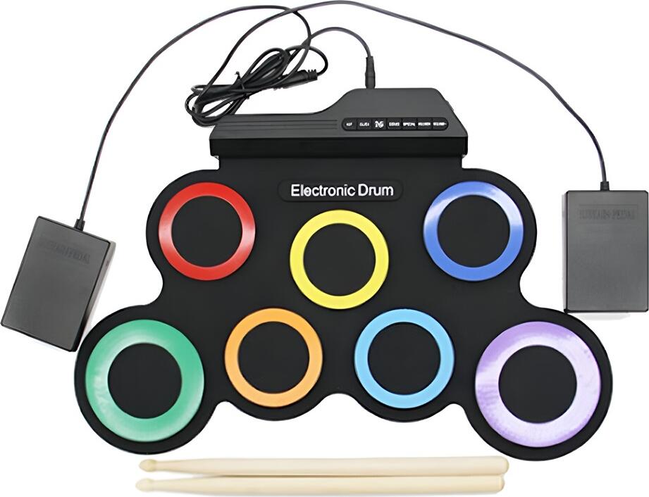 Helmet Roll Drum with Built-in Speakers Bluetooth, 7 pads Electronic