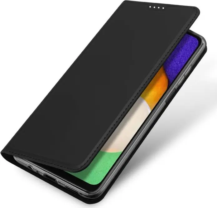 Helmet Shell Flip Wallet Case for Samsung Galaxy M12 4G, Nylon Book-Style Cover with Card Slots and Magnetic Closure, Shockproof Protection, Black